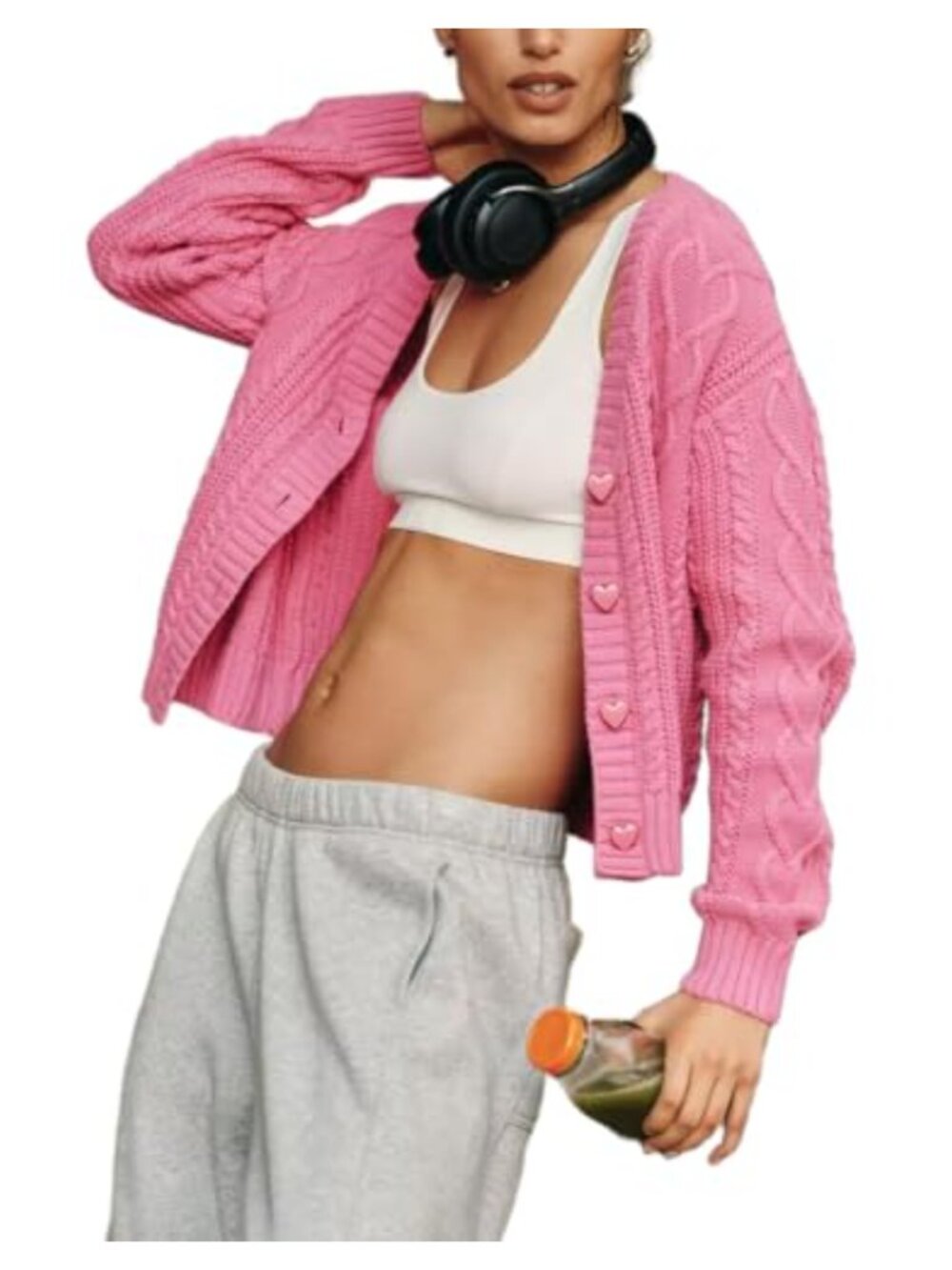 Cable Knit Cardigan Sweater Women Loose Fit Fall Outfit Button Down